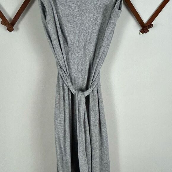 VINCE Cotton Sleeveless Wrap Midi Dress Heather Gray Size Medium EUC J318 - Picture 5 of 6